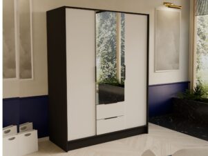 Szafa BRUNO z lustrem 150cm z uchylnymi drzwiami i szufladami