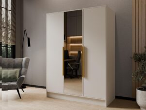 Szafa LINEA z lustrem 150 cm z uchylnymi drzwiami KASZMIR