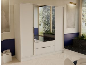 Szafa BRUNO z lustrem 200cm z uchylnymi drzwiami i szufladami