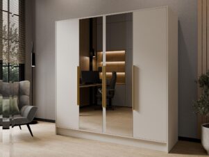 Szafa LINEA z lustrem 200 cm z uchylnymi drzwiami KASZMIR