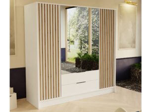 Szafa z lustrem NILO 200cm z uchylnymi drzwiami i szufladami