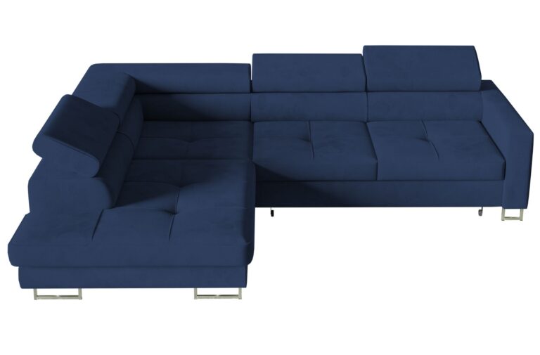 Narożnik MILO lewostronny granatowy welur  250x200cm z funkcją spania