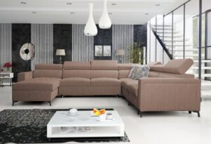 BILL 7 – duży narożnik z funkcją spania, 7 zagłówkami i 3 pojemnikami