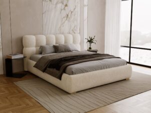 Łóżko tapicerowane LILIA 220 cm dla wysokich z pojemnikiem na pościel