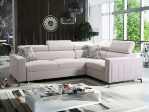 BILL 2 – narożnik z funkcją spania, 5 regulowanych zagłówków i pojemnik