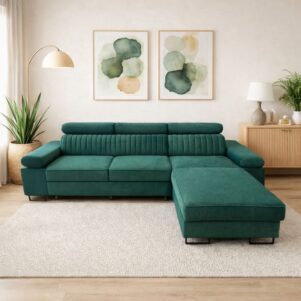 Narożnik BALMO z funkcją spania | Regulowane zagłówki | Pojemnik na pościel