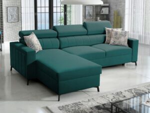 BILL 1 maxi – narożnik z funkcją spania, pojemnikiem i regulowanymi zagłówkami